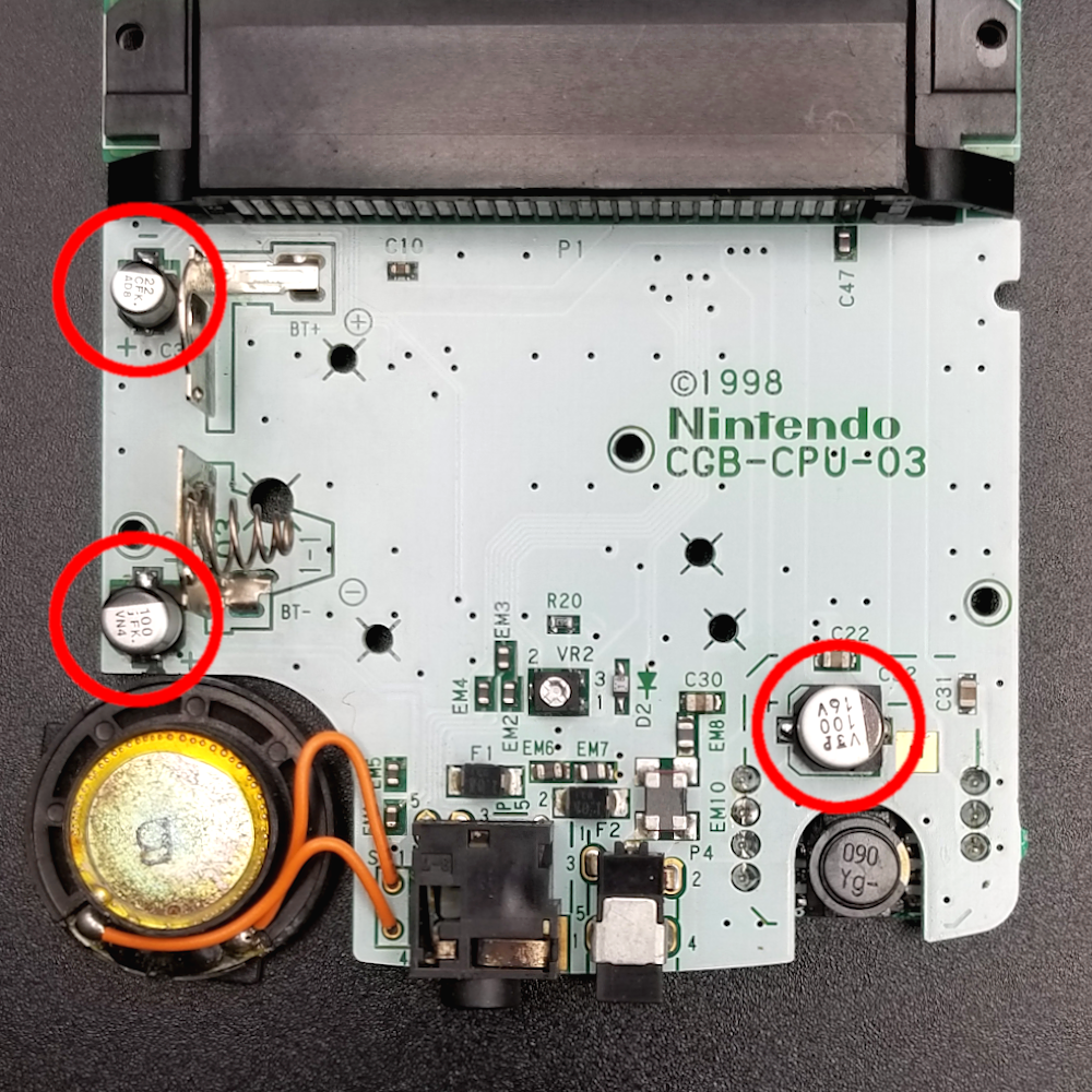Capacitor kit for Gameboy Color